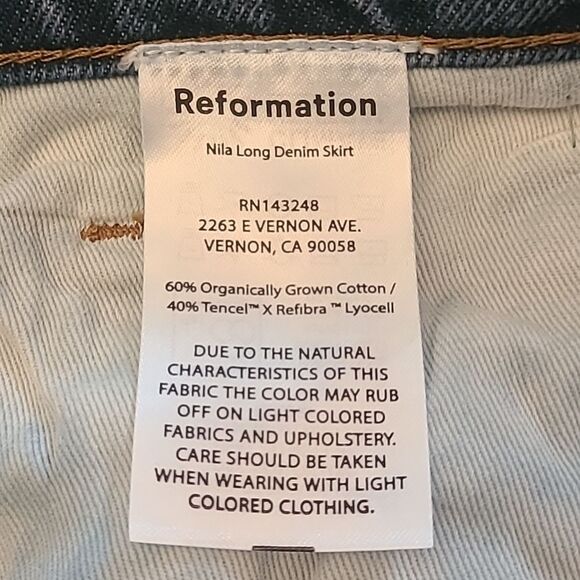 Reformation Nila Long Denim Skirt Medium Wash Size 12 - Picture 12 of 16